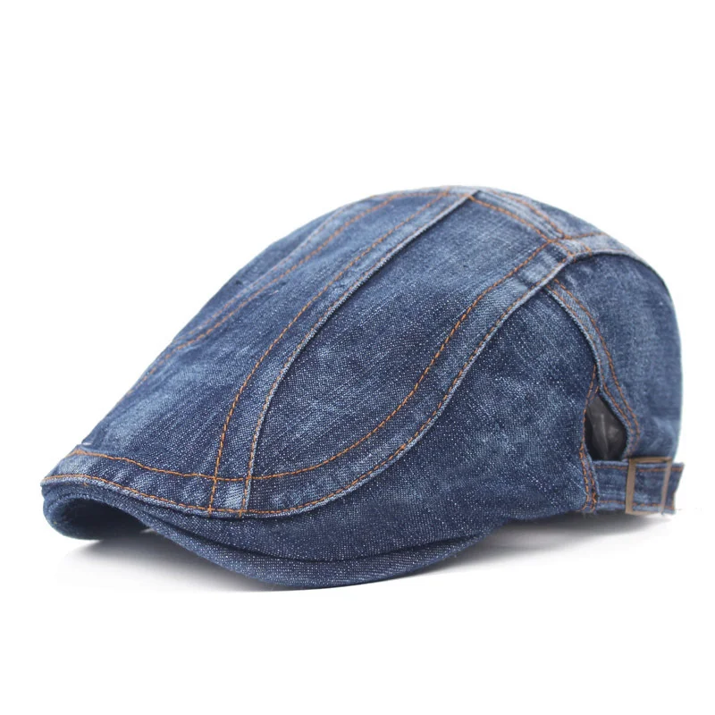 Adjustable Denim Beret Cap for Men Women Casual Unisex Jeans Beret Hat Solid Color  Cap Spring Autumn Hats Men Winter