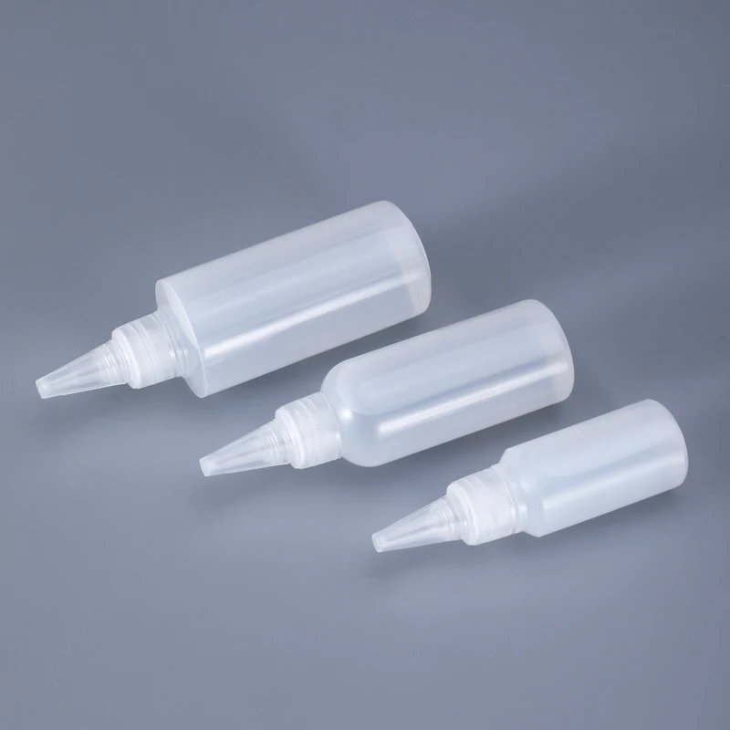 30ML,60ML,100ML Empty PE plastic glue bottles with Screw-On Lids Squeezable Liquid ink Oil dropper bottles 10PCS