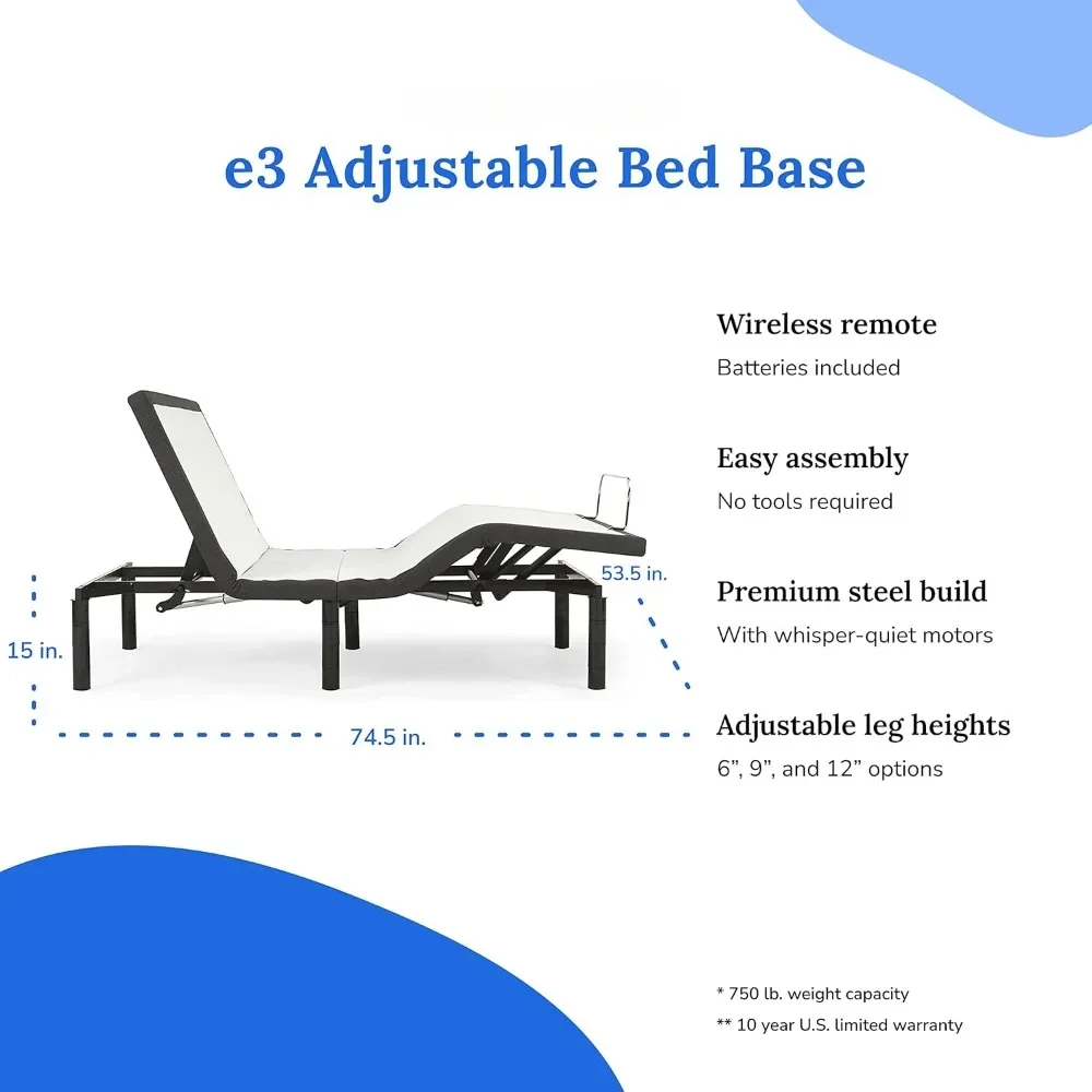 Full Adjustable Bed Base Frame with 10