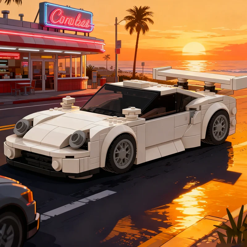 336PCS MOC Competition Sports Car Model Mechanical Engineering Detailed Imaginative Assembly Brick Showcase Collector Toy Gift