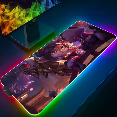 LED Mouse Pad Gamer Large XXL Tablet Varmilo Keyboard Carpet Kawaii Gaming Accessories L-league of Legends Tristana RGB Mousepad