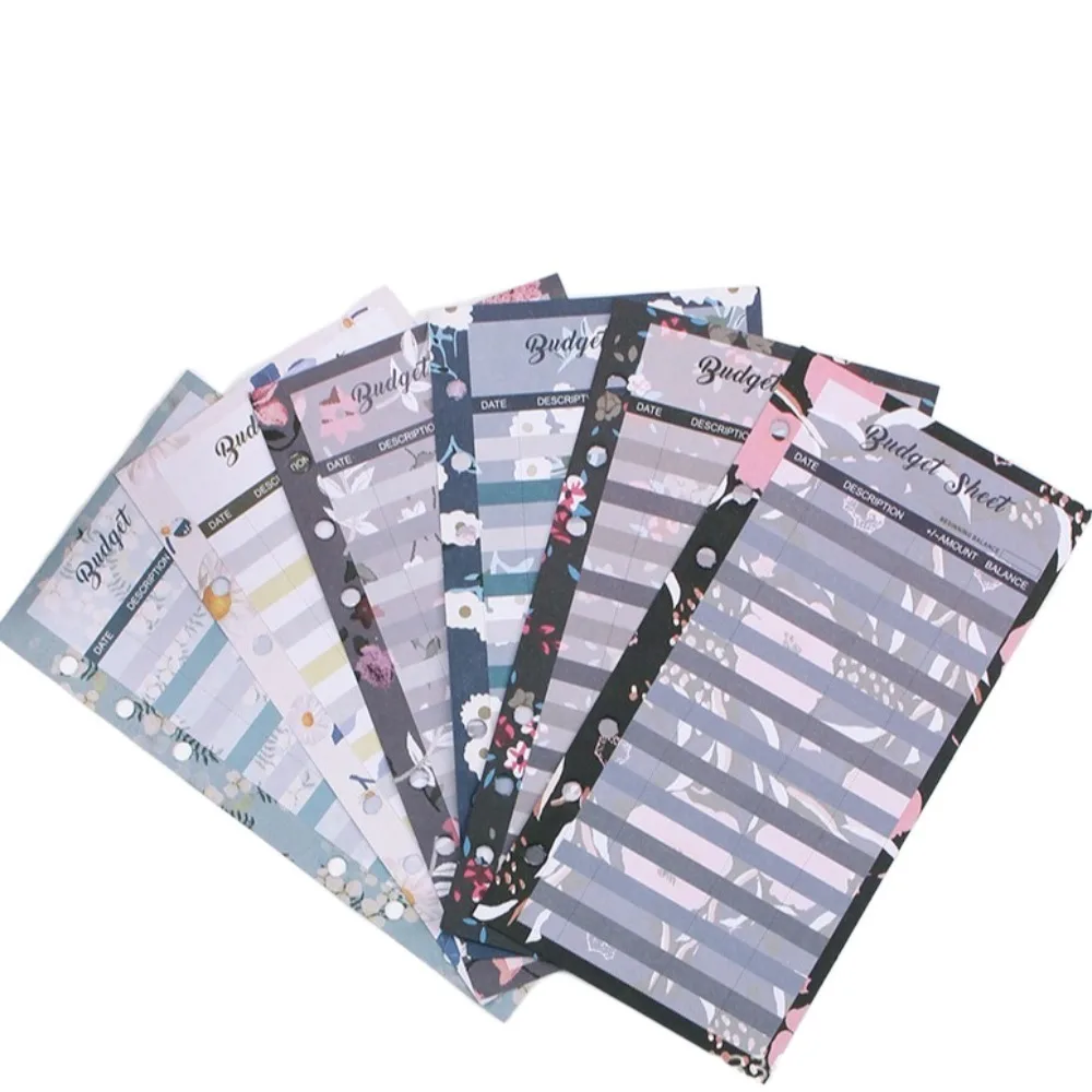 12Sheets A6 Loose Leaf Refill Budget Paper Flower Fruit Pattern Expense Tracker Refill Binder Paper Indexing Cards