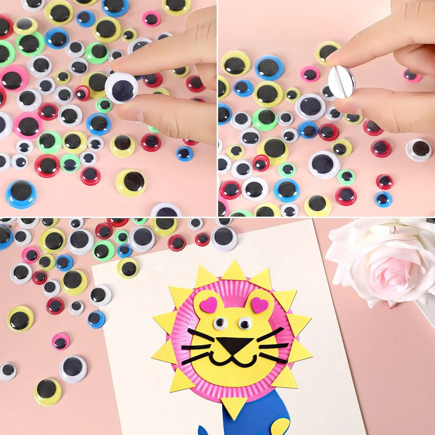 300 قطعة تذبذب عيون جوجلي ذاتية اللصق للحرف اليدوية ملصق عيون 8 مللي متر إلى 15 مللي متر ألوان متنوعة مستديرة الحرف البلاستيكية عيون للفنون ذاتية الصنع #3