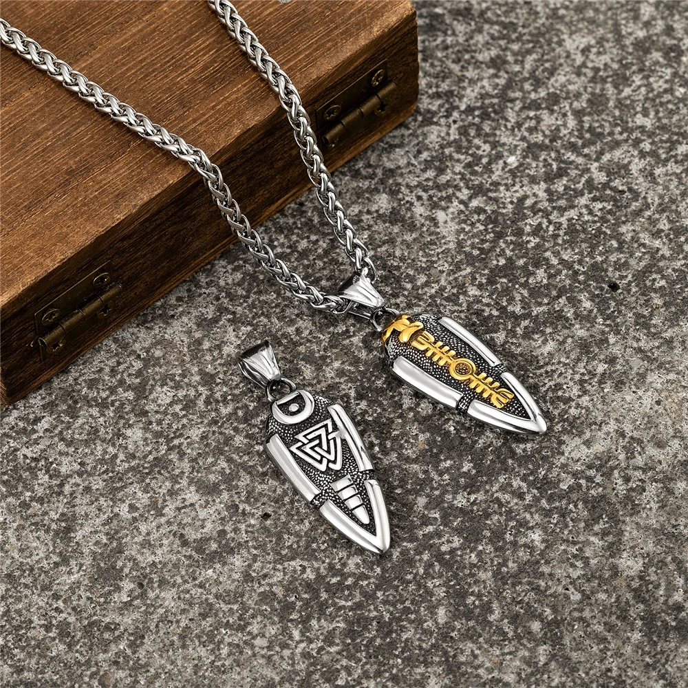 Nordische Mythologie Odins Speer Halskette Männer Edelstahl Gungnir Pfeilspitze Anhänger Wikinger Rune Valknut Amulett Isländischer Schmuck