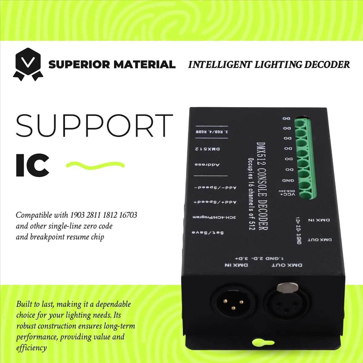 A72Z -SPI Color Controller Water Light Strip Connected LED DMX512 Console Intelligent Lighting Decoder