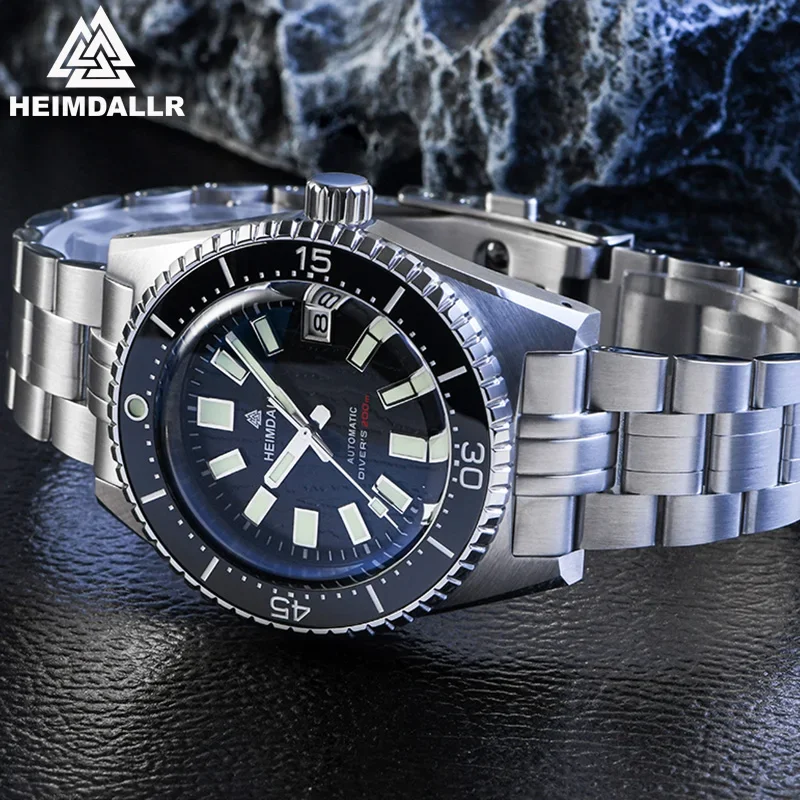 HEIMDALLR Men's Automatic Mechanical Wristwatch Ceramic Bezel Sapphire Crystal Diver 200M Waterproof NH35 Men's Watch 316L Steel