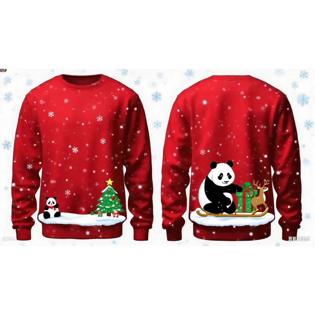 Sudadera con capucha con estampado de Panda navideño, moda de primavera y otoño con estampado 3D, ropa de calle versátil, sudaderas deportivas Y2K para hombres y mujeres