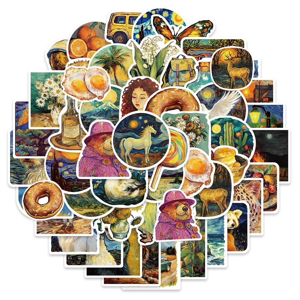 10/30/50 個レトロ油絵漫画ステッカー美的アートデカール DIY ノートブックスケートボードラップトップ防水落書きステッカー