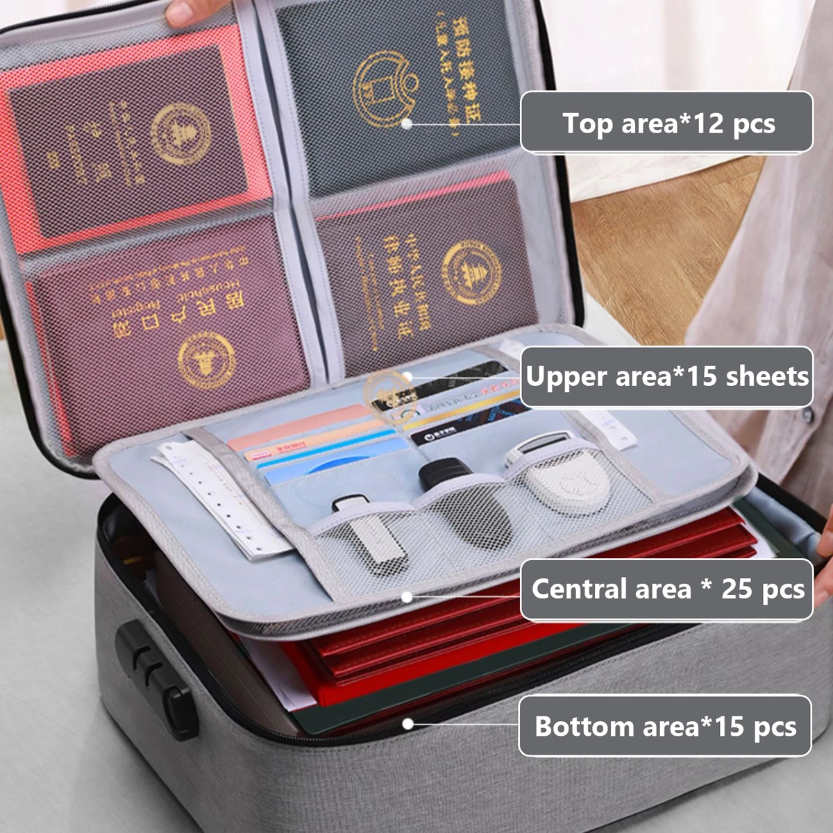 Triple Lockable Suitcase File Folder For Travel Briefcase