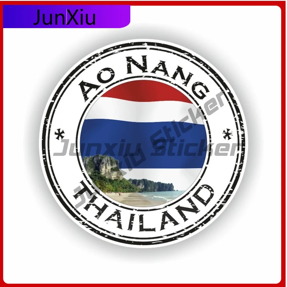 

Thailand Ao Nang Seal Sticker Round Flag Creative Waterproof Vinyl Decal Decoration for Car Camper Accessories Anti Scratch