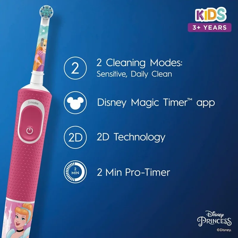 Oral B-cepillos de dientes eléctricos D100K para niños, recargables, 2 modos, limpieza suave, temporizador Rotaion