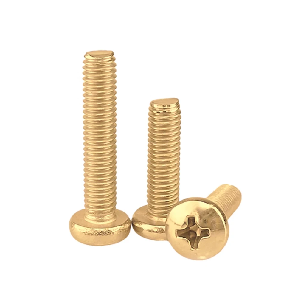 2#-56 4#-40 6#-32 8#-32 UNC Brass Phillips Bolts 10Pcs - GB818 DIN7985 Pan Head Precision Fasteners for Hardware Repair