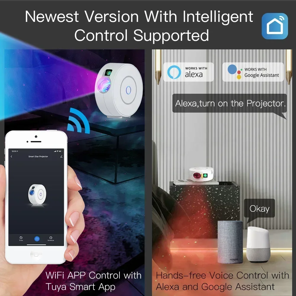 스마트 스타 프로젝터 갤럭시 클라우드/이동 오션 웨이브 스타 스카이 와이파이 야간 조명 프로젝터 알렉사 구글 홈 Tuya 스마트 호환