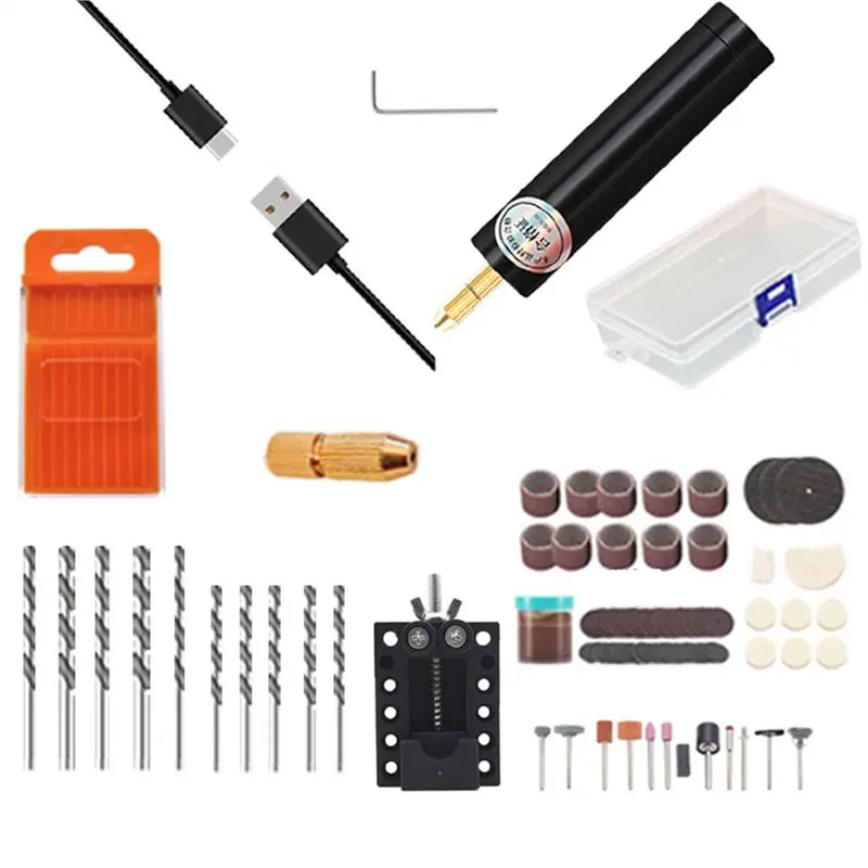 ABYN-For DIY Carving And Drilling-Rechargeable Compact Handheld Rotating Tool Set Storage Case And Accessories Included