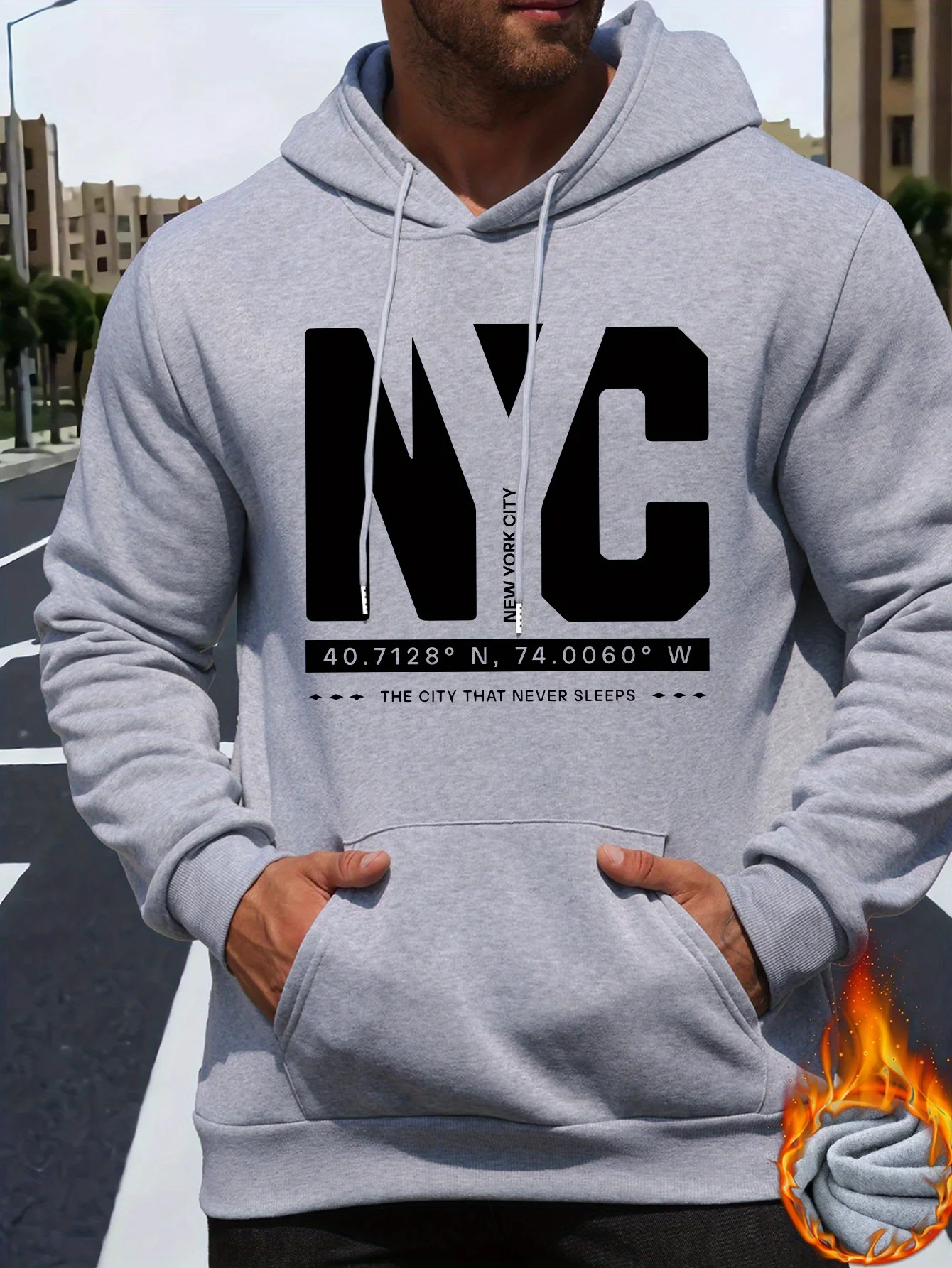 メンズ NYC コーディネート柄 フーディー、ゆったりとした - Winter Clothing Nyc のレビューと価格