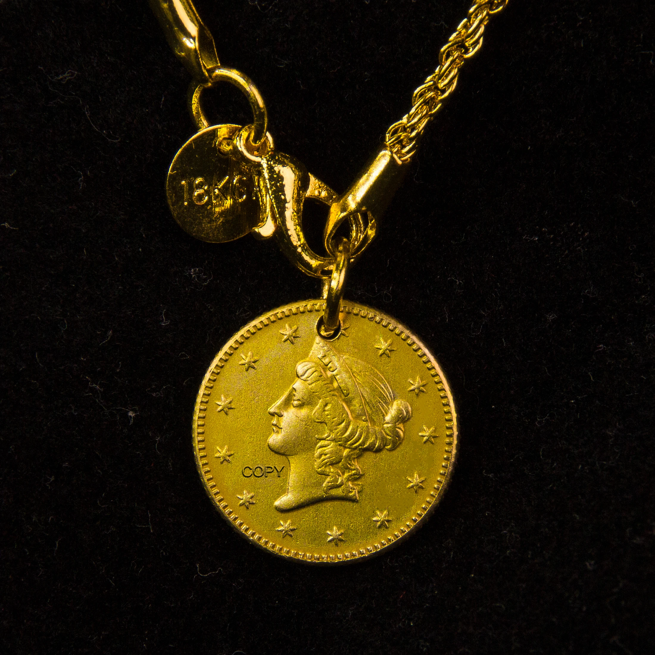 

1851 Lady Liberty Gold Coin One Dollar, Simple Chain With Coin Pendant Necklace, Lucky Coin Prayer Bracelet, Girls party Gift