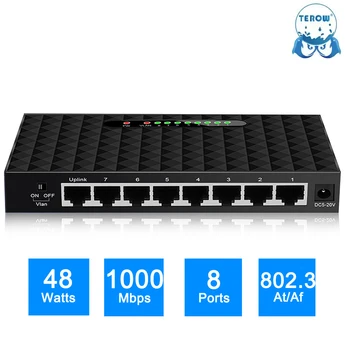 TEROW Gigabit Network Switch 8 Port 1000Mbps Smart Ethernet Switcher High Performance RJ45 Hub Internet Splitter Plug and Play