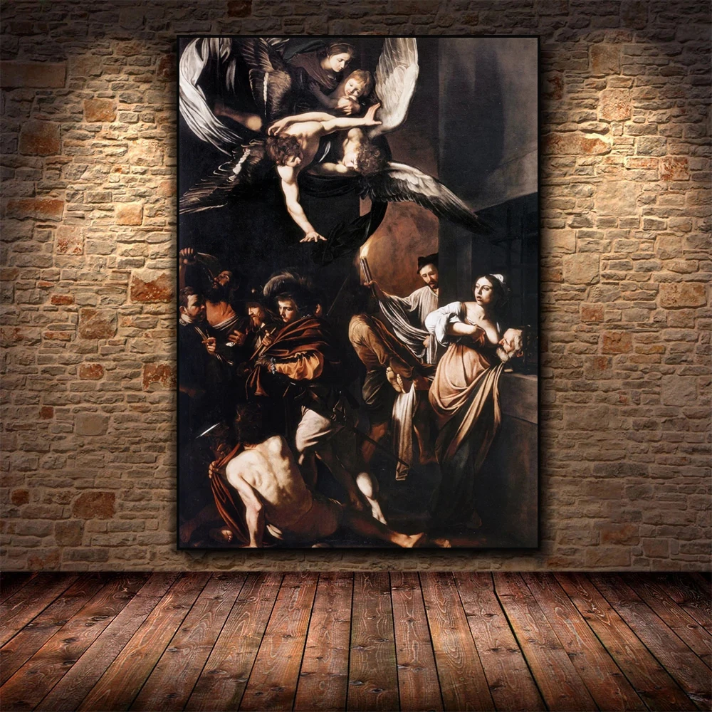 Caravaggio The Seven Acts of Mercy Canvas Painting Christian Region Poster for Living Room Wall Art Picture Home Decor