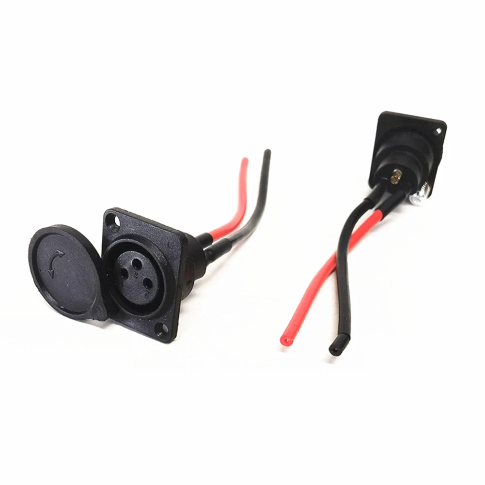 Battery Charger Port 3Pin Inline Connector Jack Socket For Scooter E-Wheelchair Electric Scooters Parts Cycling Plastic Metal