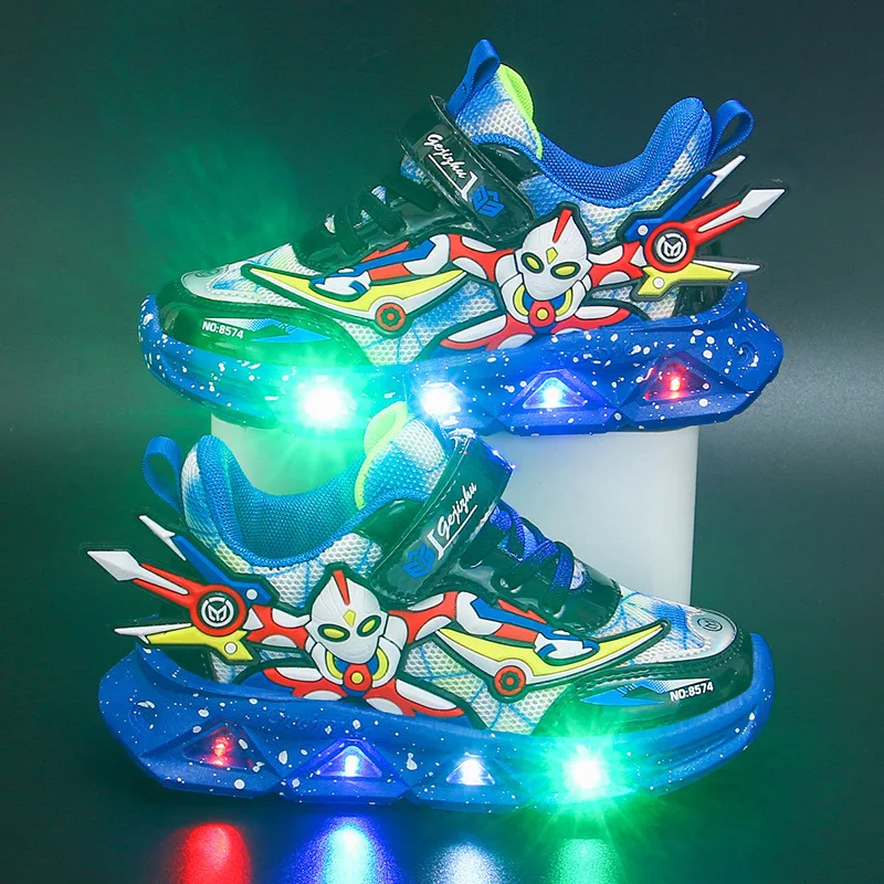 lighted shine sneaker little baby student boy electriferous