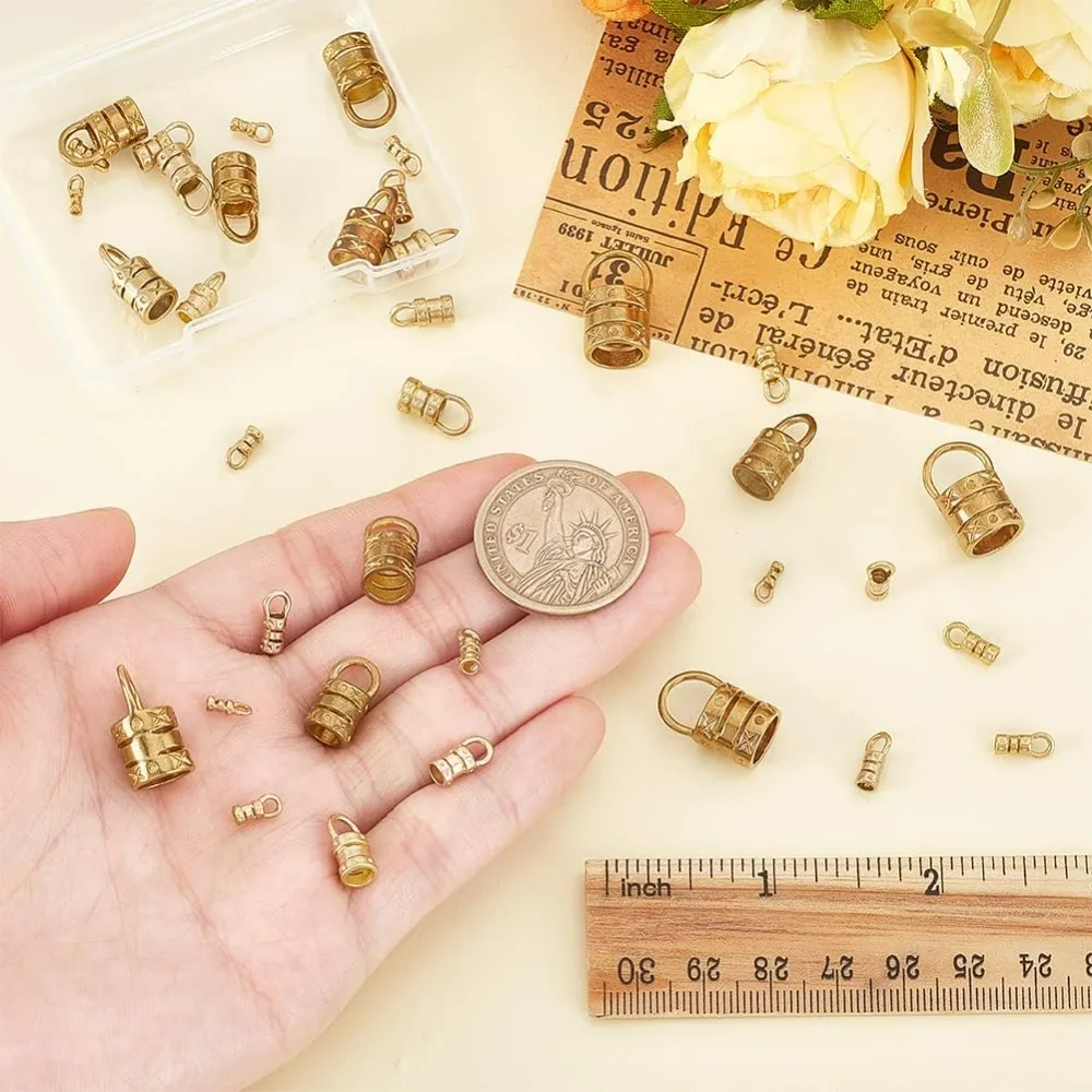 36 قطعة 9 أحجام النحاس الحبل نهاية قبعات شرابة قبعات ل 1 ~ 8 مللي متر الحبال الجلود الحبل نهاية غطاء قبعات المجوهرات تلميح ل استرخى أقراط #3