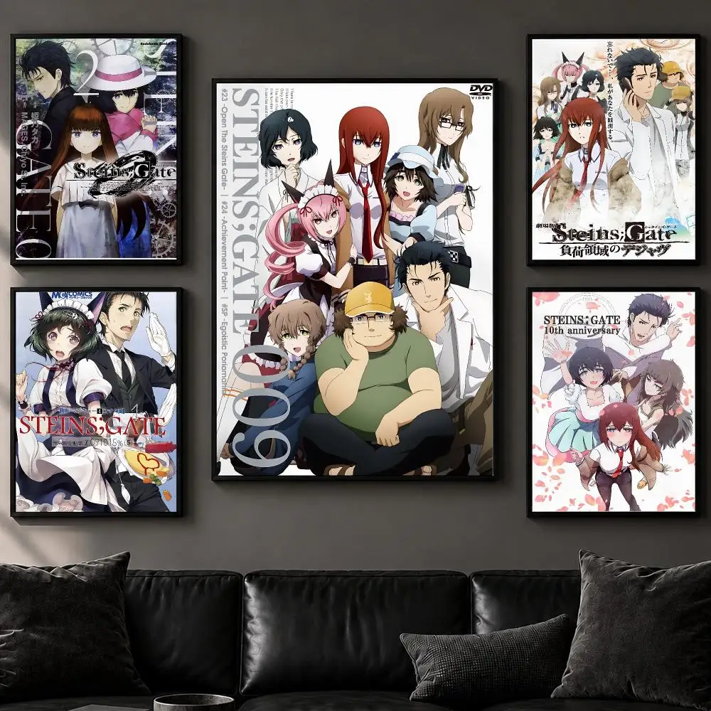 Anime S-Steins;GateS Poster Art  Self-Adhesive No Glue Residue Wall Decor for Bedroom Living Room