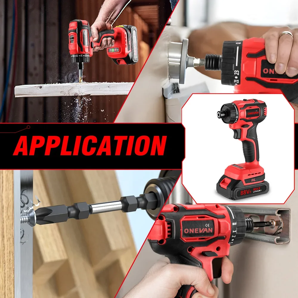 ONEVAN 280NM 23+1 Torque Brushless Electric Screwdriver Cordless Drill Rechargeable Mini Power Driver Tools For Makita Battery