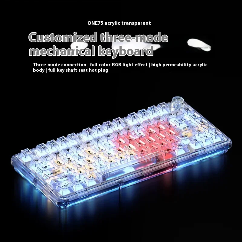 Weikav ONE75 Mechanical Keyboard Wireless Multifunctional Knob Three Mode Gaming Keyboard Hot Swap RGB Transparent Customization