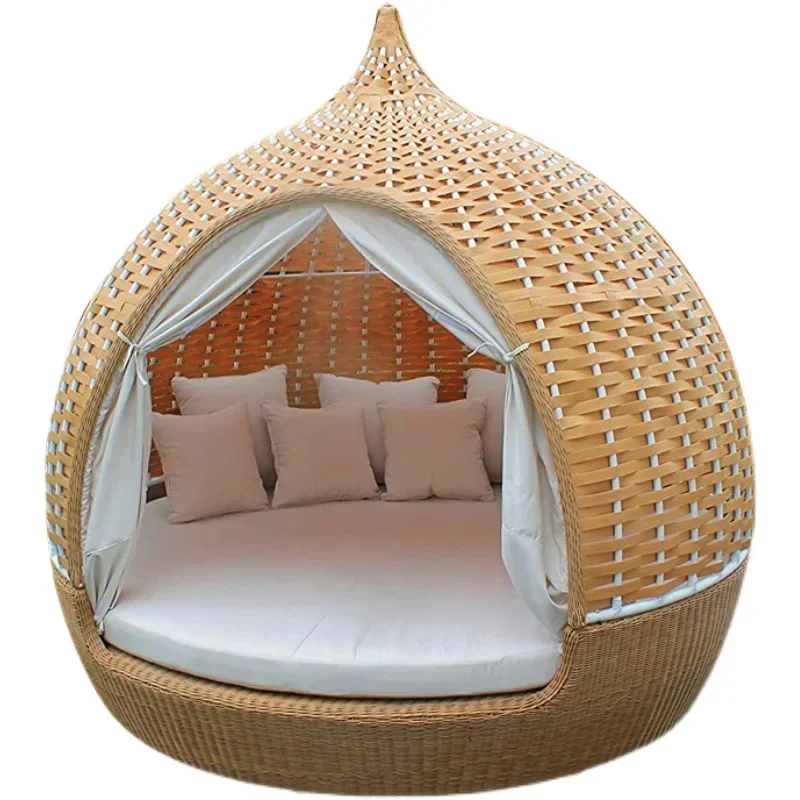 celebrity leisure rattan beach swimming pool round bed lounger bird cage bed courtyard garden bird\'s nest lounger