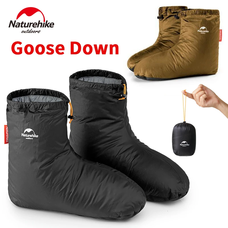 Naturehike Waterproof Foot Covers Goose Down Slipper Winter Warm Sock Outdoor Camping Sleeping Bag Accessory for Shoe Size 36-44