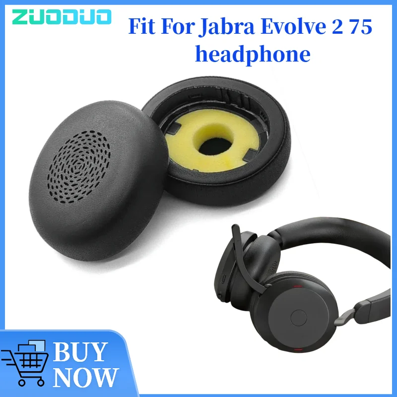 

ZUODUO Replacement Ear Pads Cushions for Jabra Evolve 2 75 Headphone Softer Protein Leather Earpads