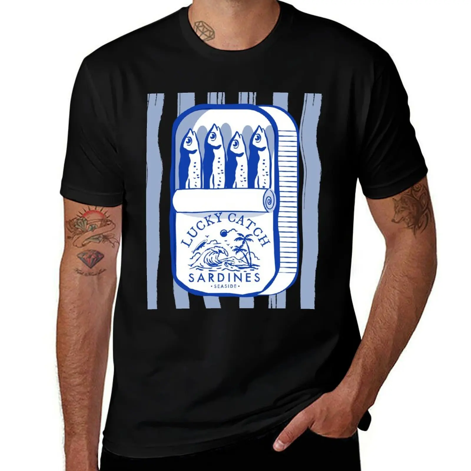 

Tin of Sardines Blue & White Vintage Food Design Fisherman Aesthetic T-Shirt fashion shirts tshirts for men
