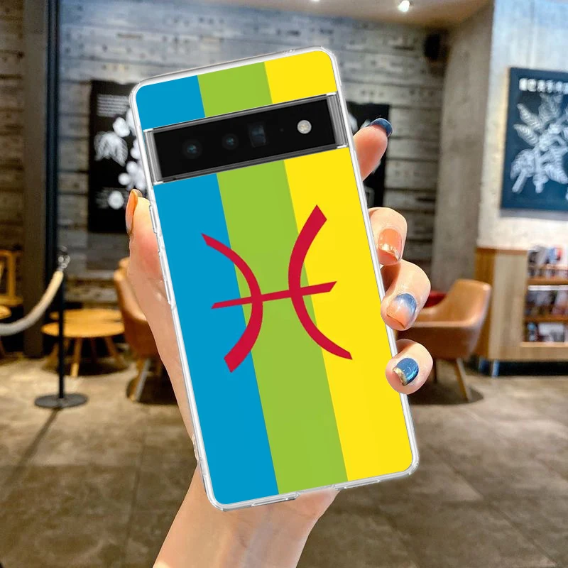 Amazigh Berber Flag Phone Case Cover for Google Pixel 8 7 6 5 4 4XL Shockproof Silicone 7A 6A 5A 4A 3A 3AXLPro Transparent Shell