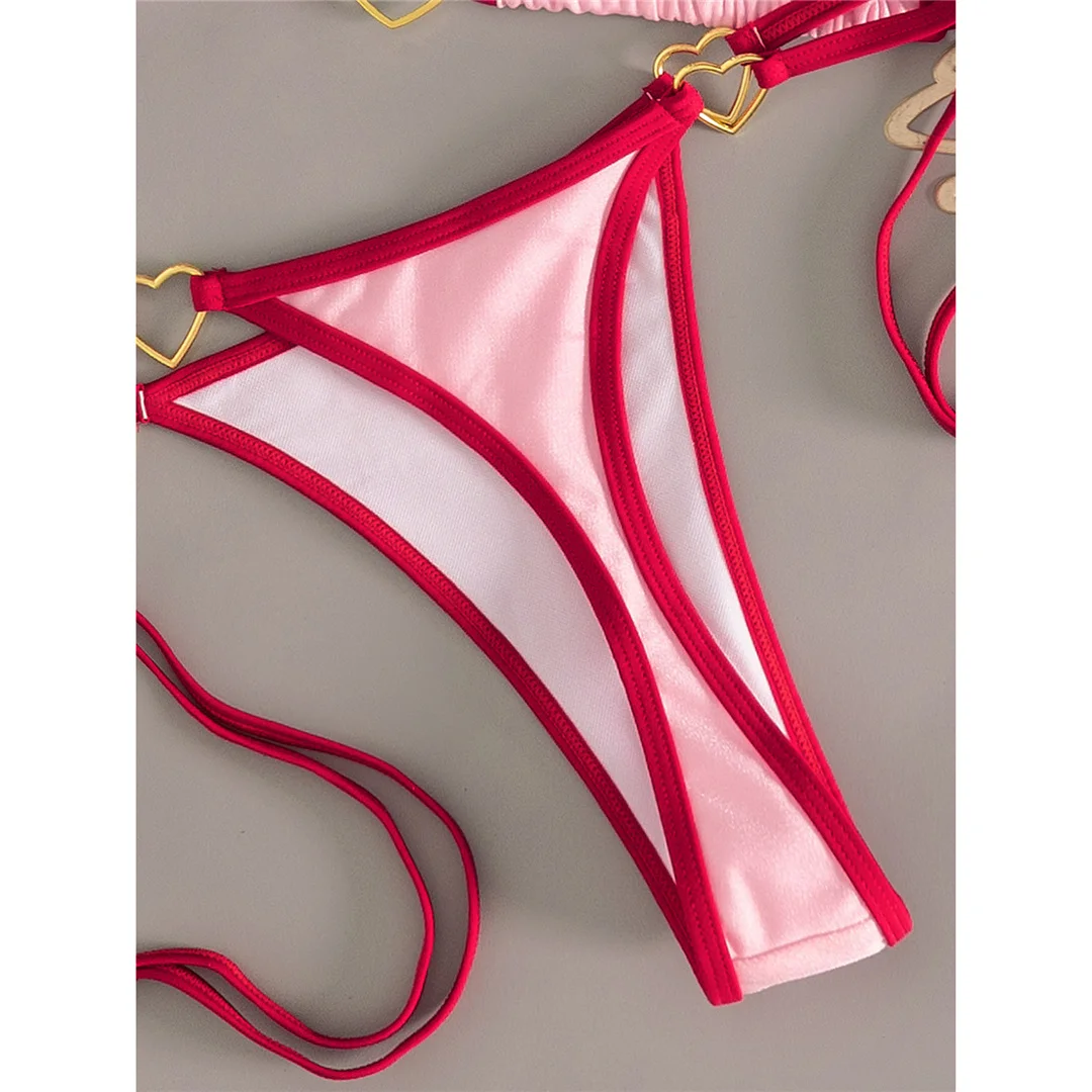 XS - L Halter Mini Micro Thong Bikini Damen Badebekleidung Zweiteiliger Bikini-Set Gepolsterter Badeanzug Badebekleidung V7595 – Detail 12