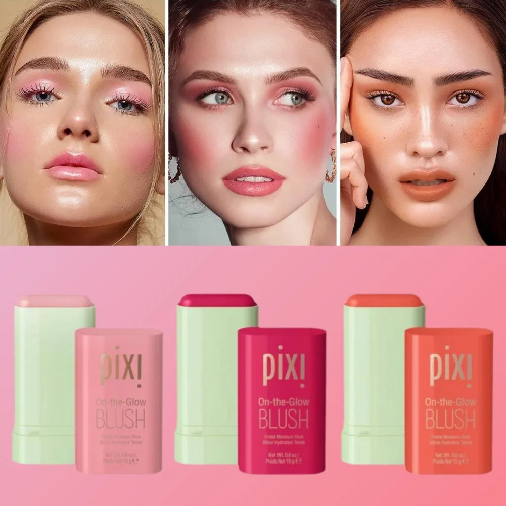 On-the-Glow Blush Stick 3 in 1 Vitamin E Feuchtigkeitsspendender & reparierender Puder-Rouge-Stift Natürlicher Nude Wangen-Rouge Kosmetik