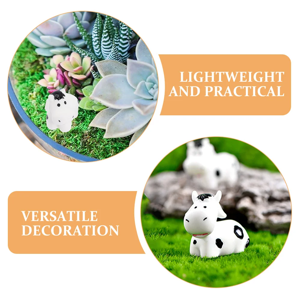 10 Piezas de Mini Vacas de Resina para Proyectos de Bricolaje, Recuerdos de Fiesta, Decoración de Tablero de Coche, Micropaisaje, Estatuas de Animales, Decoración Adorable