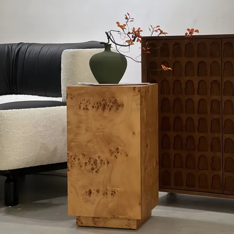 Modern Style Hotel Bedroom Wooden Rectangle Bedside Table Storage Villa Tree Tumor Texture Nightstand Furniture