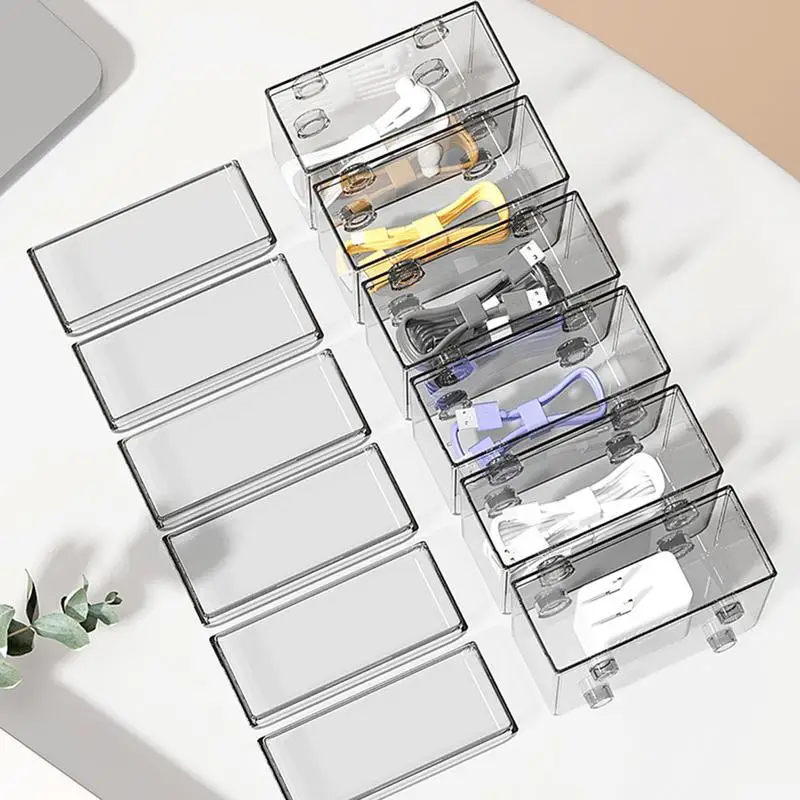 Data Cable Organizer Cord Organizer With Lid Dustproof Detachable Large Capacity Cable Storage Management Portable Cable