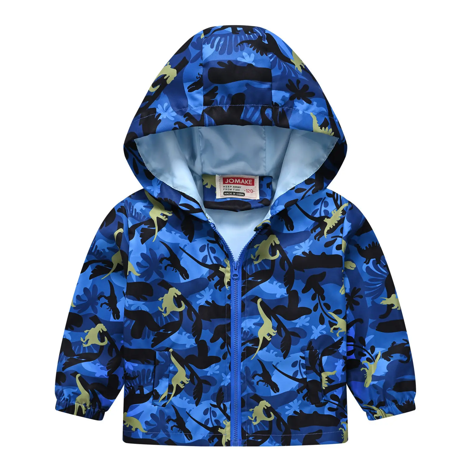 Children's Fashion Cartoon Dinosaur Hooded Windbreaker Jacket Boys Girls Spring Autumn Zipper Casual Coat Jackets Kids Clothing