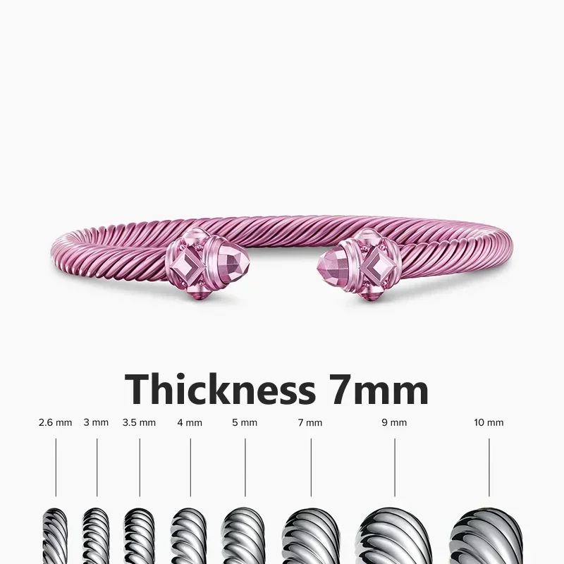 All DY Women's Bracelet 5mm AND 7mm Classic Cable Jewelry 925 silver bracelet