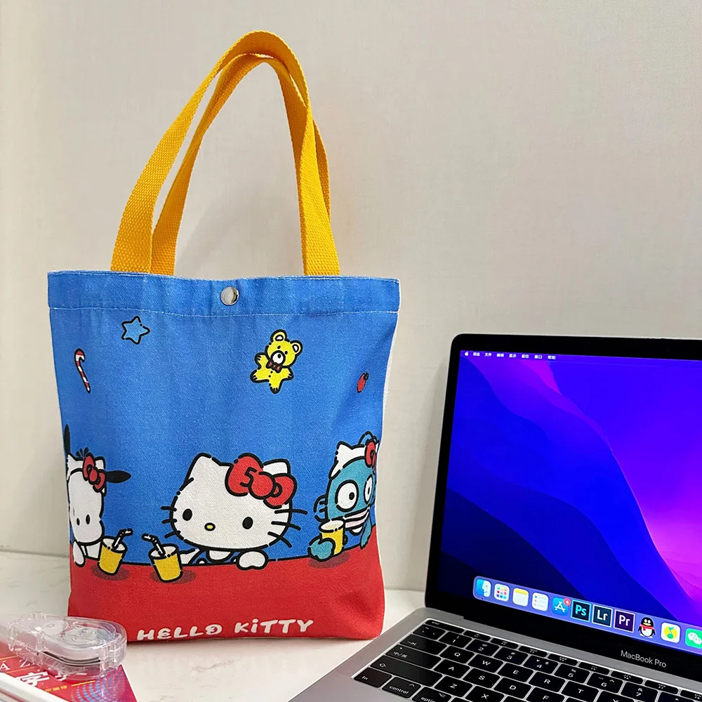 Hello Kitty Kawaii Anime Canvas Sanrio Bags Cartoon Handbags Large Capacity Satchel Casual Tote Women Commuter Backpacks Gifts