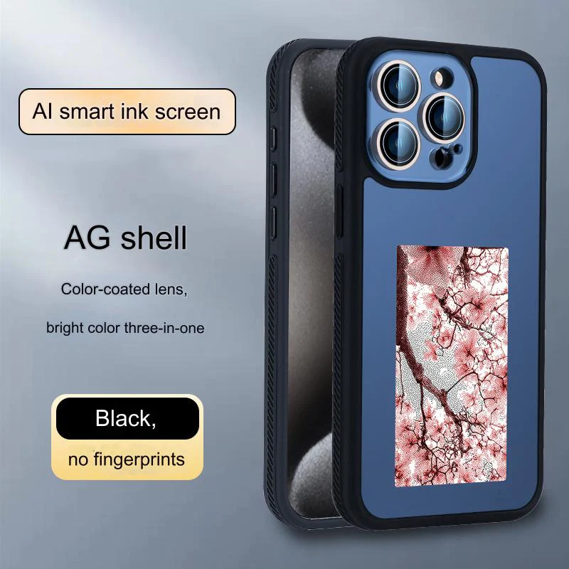 

NFC Function E INK Screen Phone Case Carbon Fiber/AG Shell DIY NFC Transmission Image 4 Color INK For iPhone 13 14 15 Pro Max