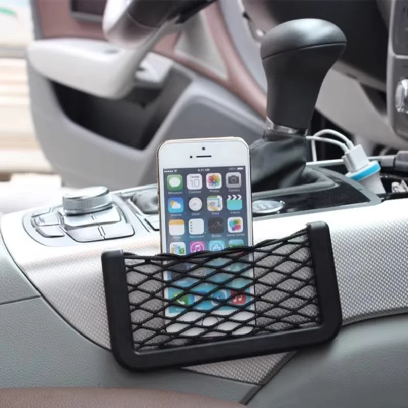 Adhesive Car Storage Bag Nets Auto Seat Organizer Door Side Net Pocket Phone Holder 15-20cm Resilient Car Styling Storage Nets