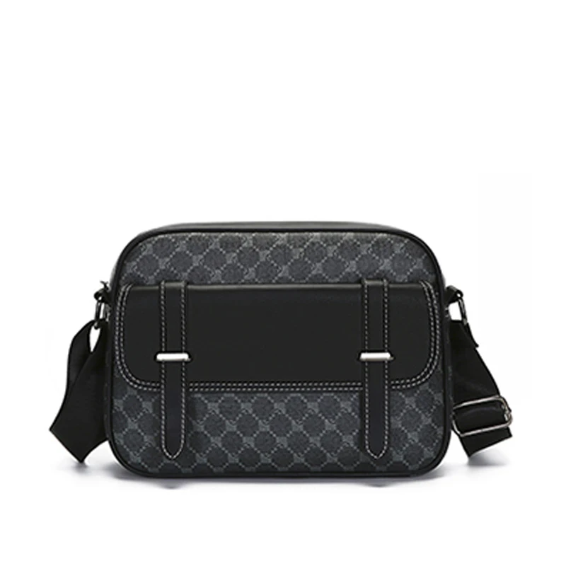 Bolsa de ombro quadrada de couro impressa para homens, bolsa luxuosa, bolsa crossbody designer, Kurt Geiger