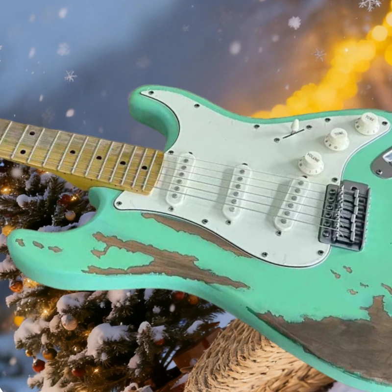 

Самая продаваемая винтажная зеленая электрогитара STS с бесплатной доставкой, корпус из ольхи, кленовый гриф, обновленный рок-подарок, Рождество