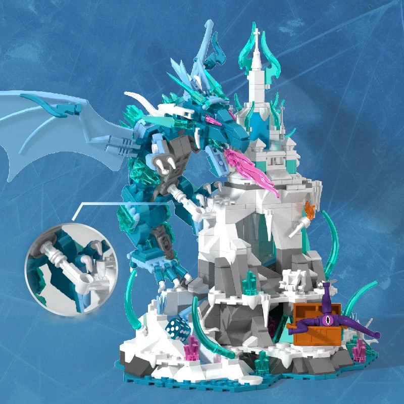 

Idea Game Movie Ice Dragon Building Block Frost Bone Monarchy Construction Model Kits Brick Toy Collection For Kids Gift