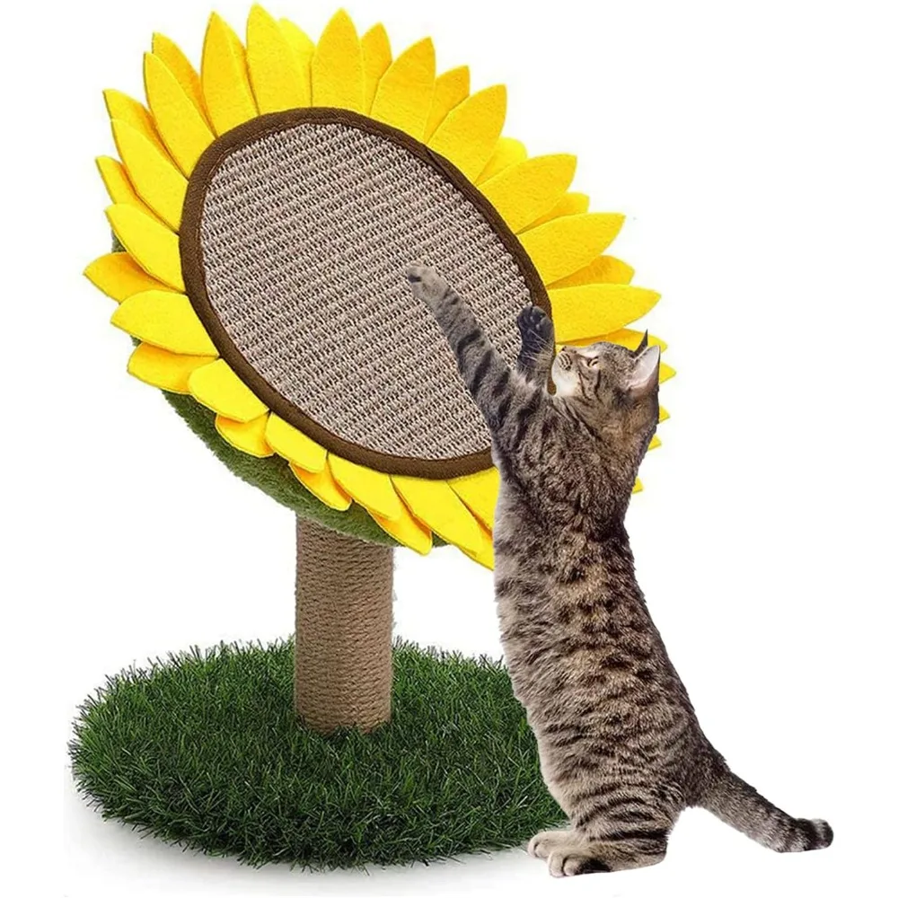 

Sunflower Cat Scratching Post for Indoor Kitty Sisal Scratcher Posts Cat Tree Interactive Activity Tree Tower Furniture Cute