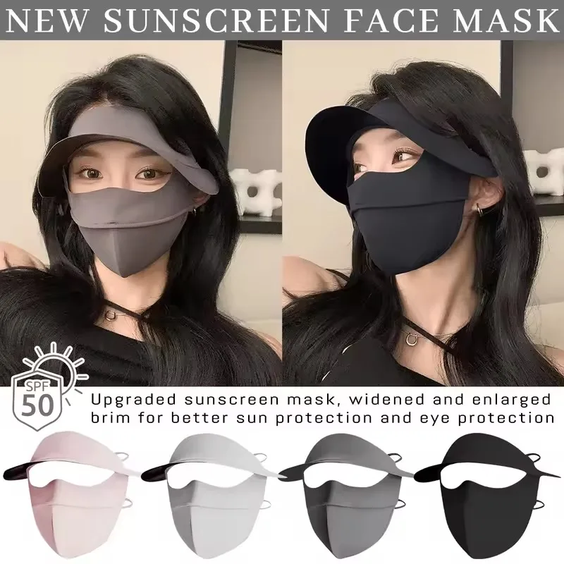 Cubierta protectora para la cara para mujer, protector solar de cara completa, máscara transpirable de seda helada, para playa, ciclismo, exteriores, Anti-UV, máscaras solares a prueba de polvo