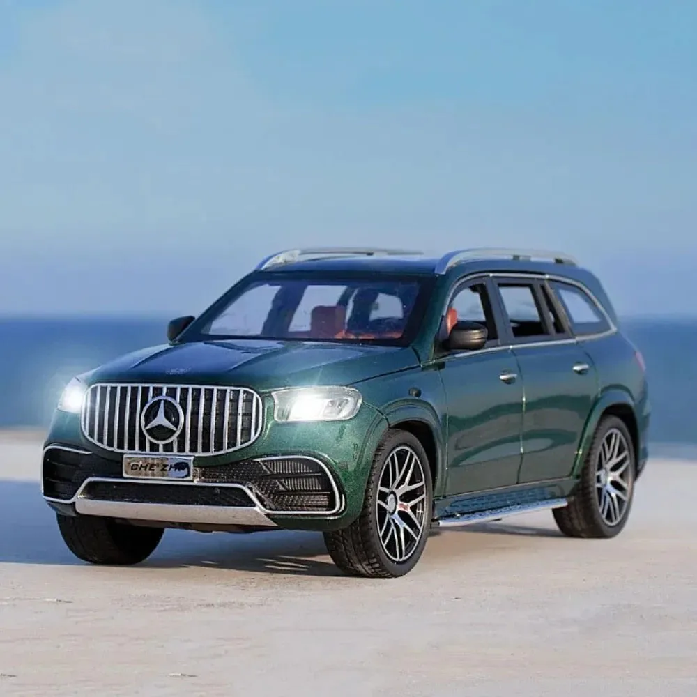 Model samochodu GLS63 E300eL w skali 1:24, odlewany z metalu, zabawka, symulacja pojazdu, model z efektem pull-back, dźwiękiem i światłem, prezent dla dzieci.