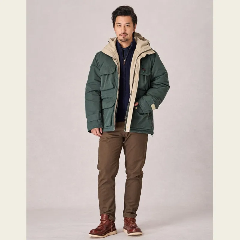 Men's and women's hooded outdoor skiing windproof thick multi-pocket down warm outerwear